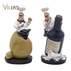 VILEAD 18cm 4PcsSet Resin Chef Figurines European style Crafts Character Ornament Home Kitchen Tabletop Decoration Accessories