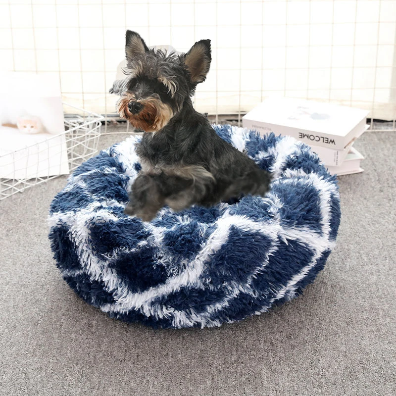 

Plush dog bed round kennel donut bed pet mat winter warm pet bed cat bed cat and dog basket pet supplies