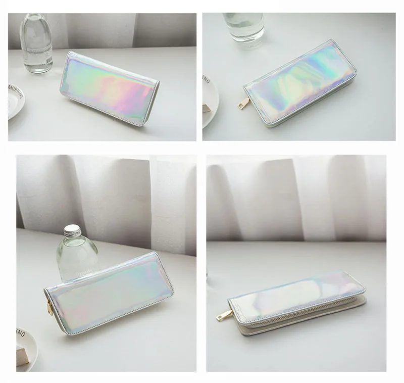 Голографический кошелек для женщин 8 шт./лот длинный клатч женский лазерная сумка