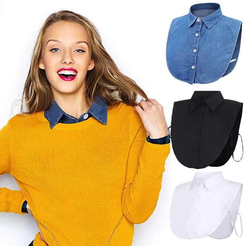 

Women Ladies Fake False Lapel Half Shirt Style Blouse Detachable Removable Collar Unisex Men Women Accessories Neck Decor