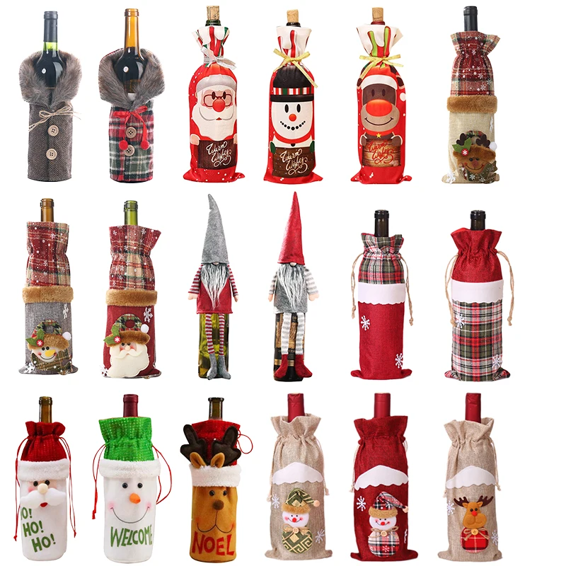 

1P Holiday Santa Claus Wine Bottle Clothes Christmas Wine Bottle Cover Merry Christmas Table Decorations Xmas Navidad Gifts