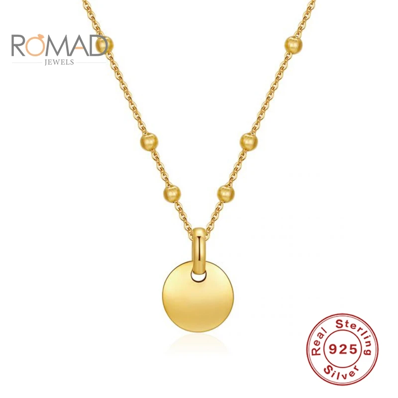 

ROMAD 925 Sterling Silver Round Bead Clavicle Necklace Simple 18k Gold Clavicle Necklace For Women Trendy Jewelry 2020