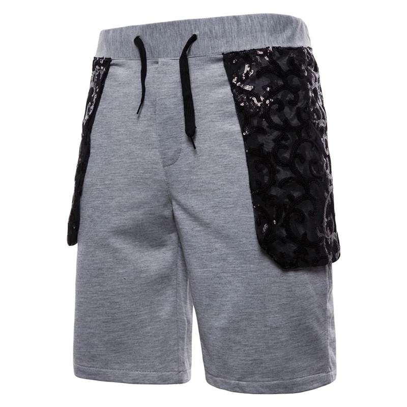 

Summer New Casual Shorts Men's Knee-Length Shorts Pants Elastic Waist Pants Personality Sequined Embroidered Decorative Pants