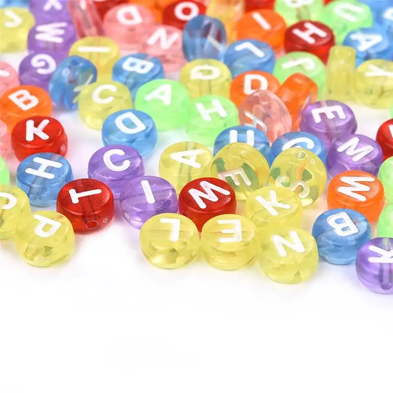 

100pcs Mixed Letter Acrylic Beads Flat Alphabet Beads Loose Spacer Beads For Jewelry Making Handmade DIY Bracelet Necklace