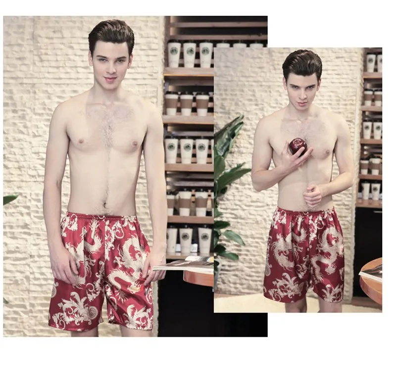 Летняя мужская короткая Пижама атласная Шелковая пижама эластичная резинка на