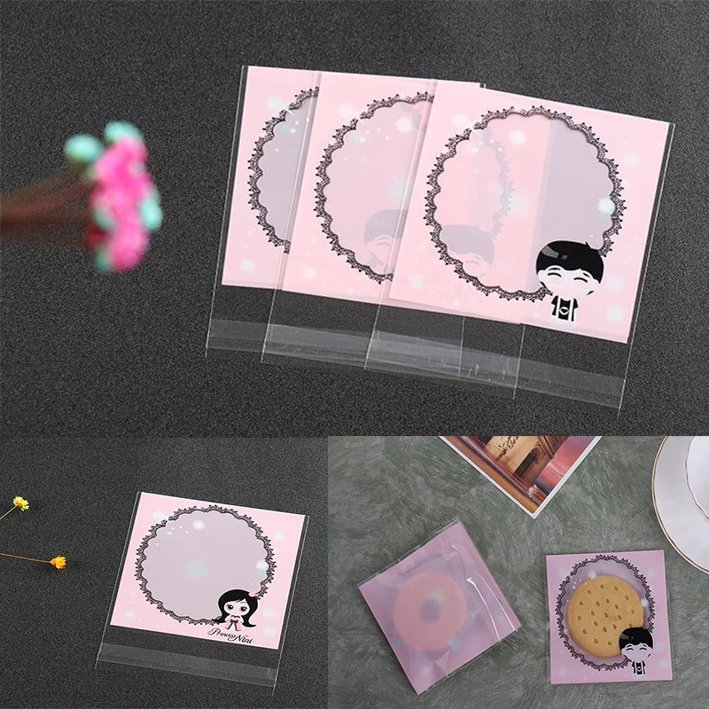 100 шт Кружева самоклеющиеся печенья конфеты упаковка подарочные пакеты целлофан