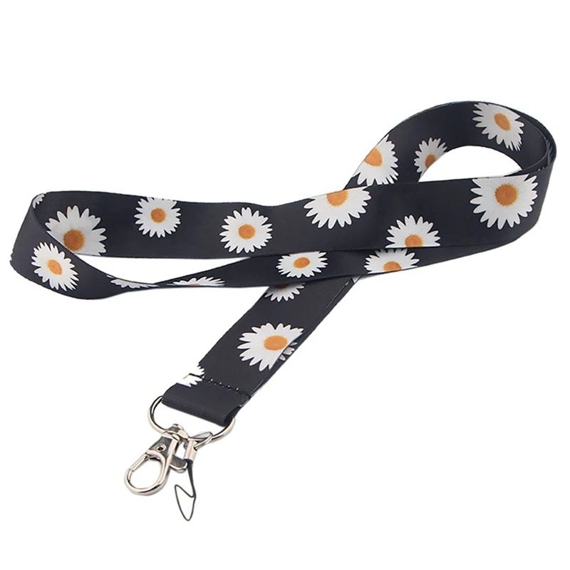 

Nice Daisy Flower Printed Lanyards For Keys Phone ID Card Badge Holders Neck Strap Key Hanging Rope Keychains Lanyard Rope