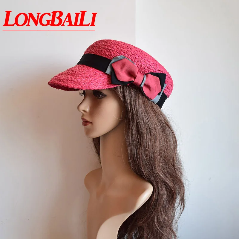 

LongBaiLi Summer Women Raffia Straw Beret Hats Sun Beach Caps SWDS149