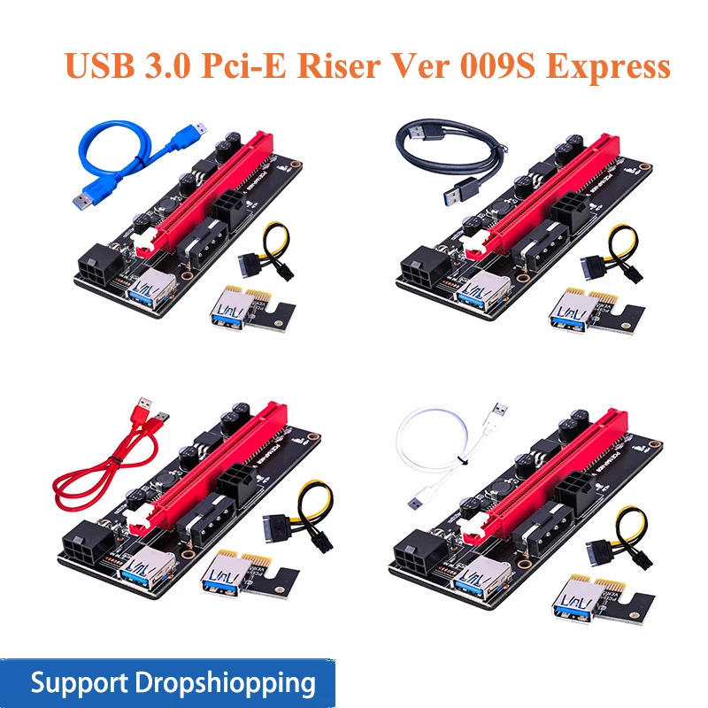 1 5 компл. PCI E pcie Riser 009S Экспресс 1X 4x 8x 16x расширитель USB 3 0 Райзер GPU двойная 6