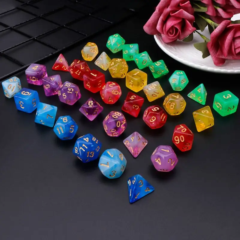 

2021 New 7pcs/set Polyhedral Sided Dice D4 D6 D8 D10 D12 D20 For RPG Poly Table Game