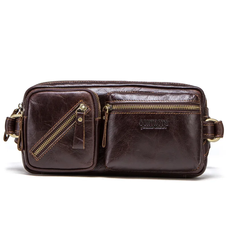 

Vintage Genuine Leather Waist Bags Men Belt Bag Male Chest Crossbody bags for men Travel Waist Pack Sling Work Messenger Bag