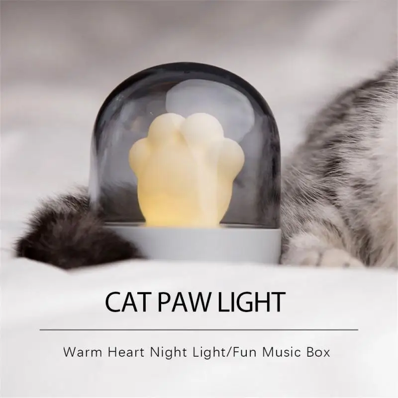 

USB Charging Creative Night Light Cute Cat Paw Light As A Gift Music Box Adjustable Brightness Sleeping Light For Bedroom