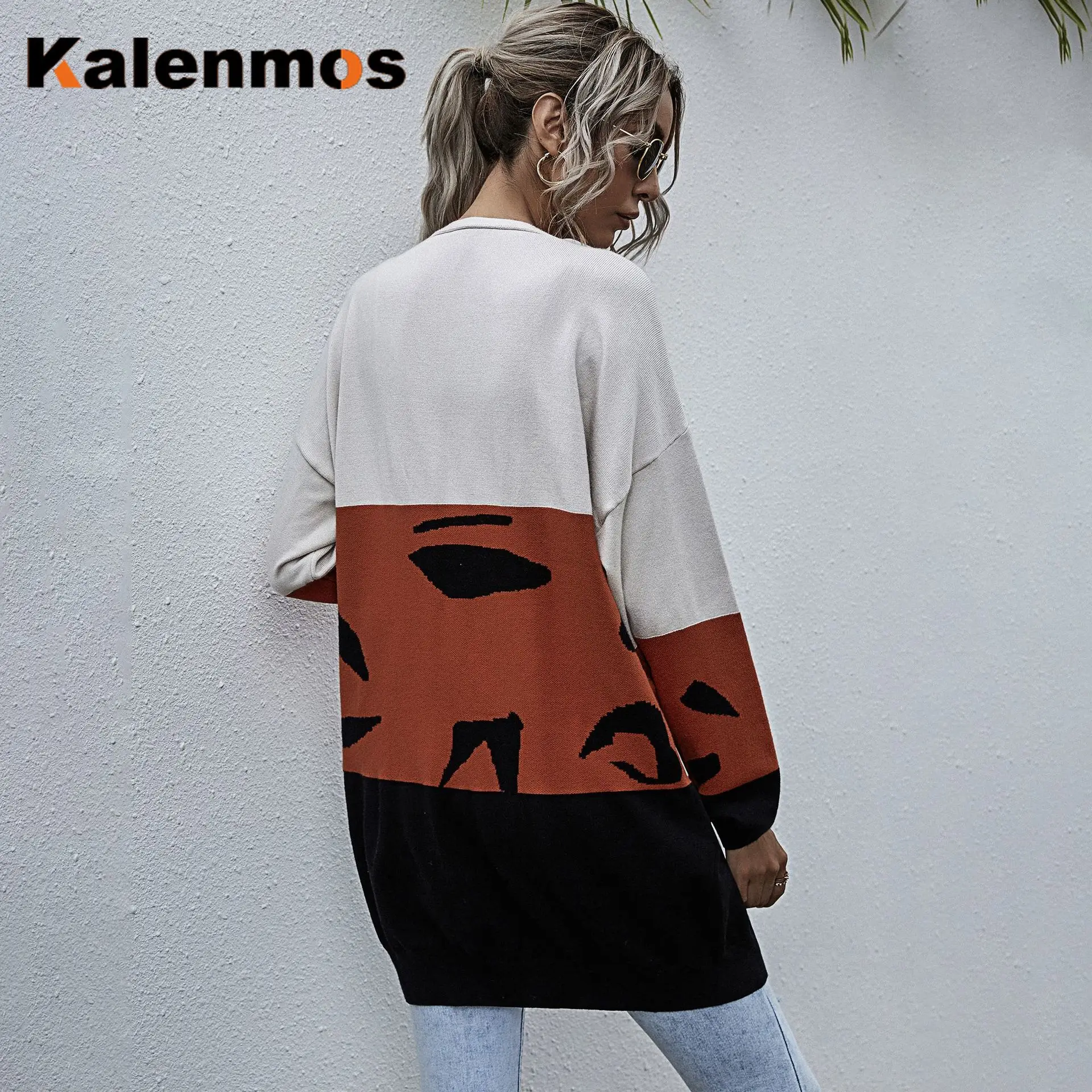 Женский длинный кардиган в стиле пэчворк бохо с длинным рукавом уличная одежда