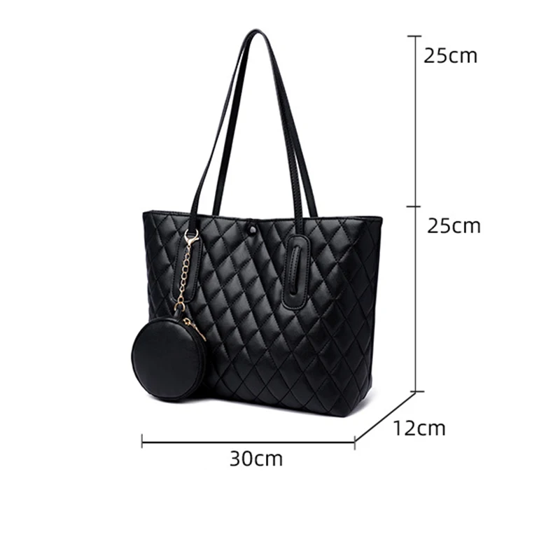 

Fashion Tote Bag For Women PU Leather Shoulder Bag Luxury Handle Bag Plaid Large Capacity Handbag Shopping Tote Bag