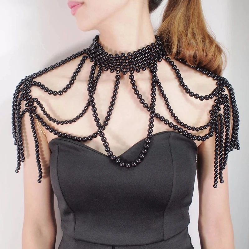 Моделируемые бусинки жемчуга ожерелье для тела женщин искусственный меховой