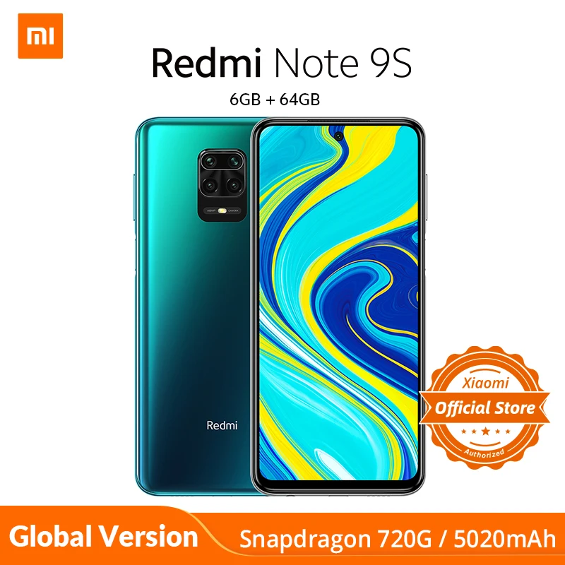 Глобальная версия Xiaomi Redmi Note 9S 4 Гб 64 Смартфон Snapdragon 720G мобильный телефон note 9 s 5020