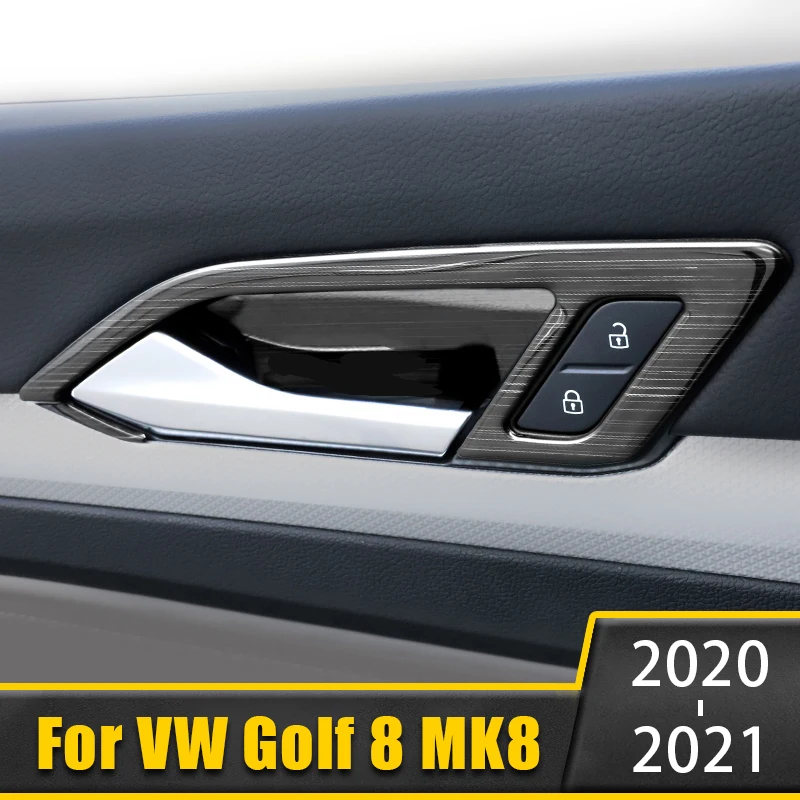 

For Volkswagen VW Golf 8 MK8 2020 2021 2022 Stainless Car Inner Door Handle Bowl Covers Trims Stickers Decoration Accessories