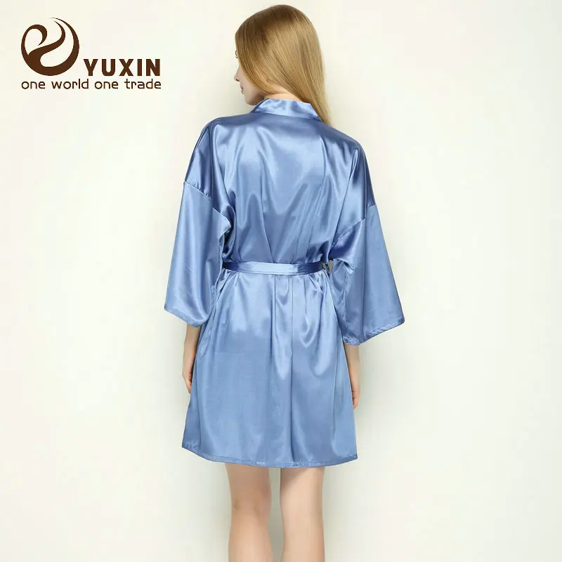YUXNBRIDAL Атласный халат для невесты, Свадебный банный халат, одежда для невесты, Свадебный Однотонный женский халат до колена