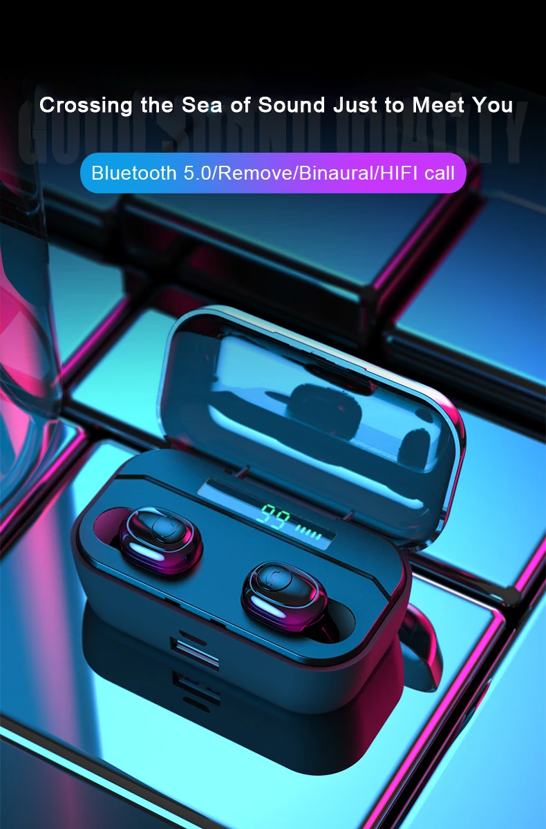 KSUN BT-01 TWS 5,0 Bluetooth наушники 3D стерео беспроводные наушники с двойным микрофоном