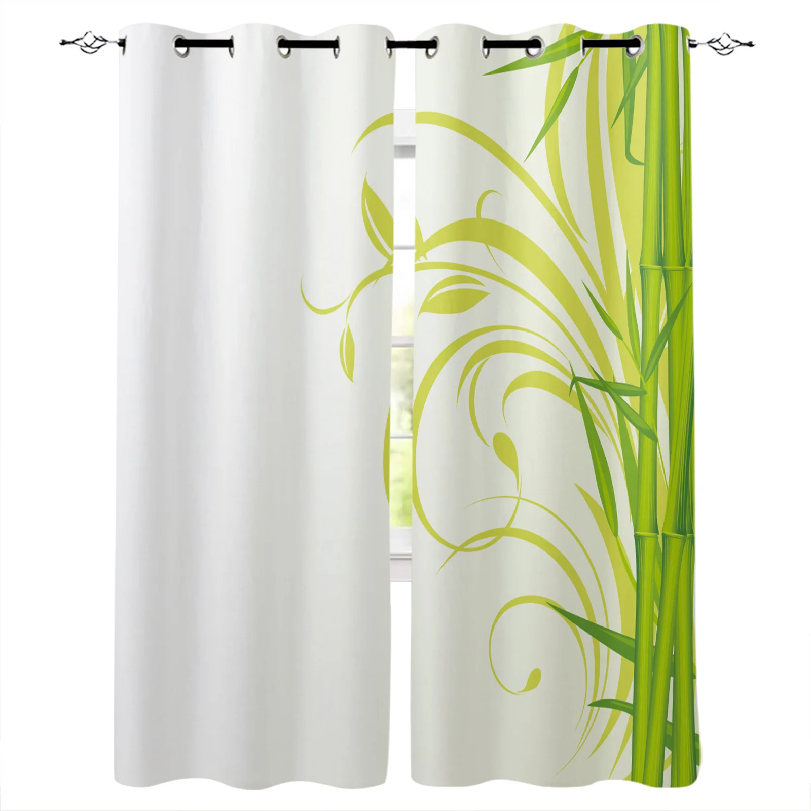 

Зеленые Бамбуковые белые светонепроницаемые шторы для гостиной, спальни, оконные шторы, занавески, кухонные шторы