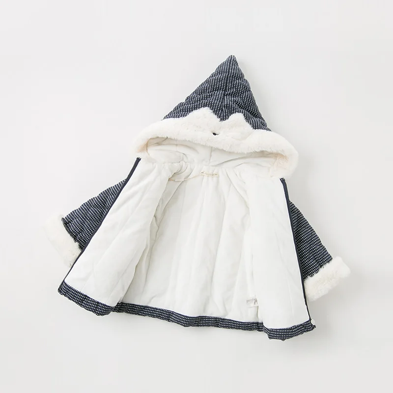 DB11630 dave bella зимнее клетчатое пальто с капюшоном для маленьких девочек детская