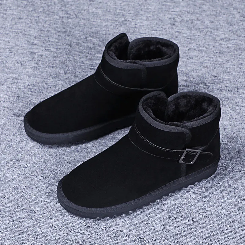 Black(buckle) Мужские зимние ботинки; Botas De Nieve Bota Neve; зимние ботинки; Kar Botu Botines Hombre; Мужская обувь; ботинки с высоким берцем; ботильоны унисекс - Цвет: Black(buckle)