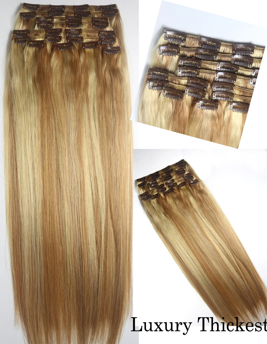 ZZHAIR 220g 400g 16 &quot 28&quot фабричного производства Remy 12 шт. в комплекте на клипсах Пряди