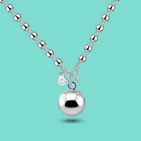 925 sterling silver necklace ethnic the bell pendant 5mm thick beads necklace womens silver jewelry more size choose best gift