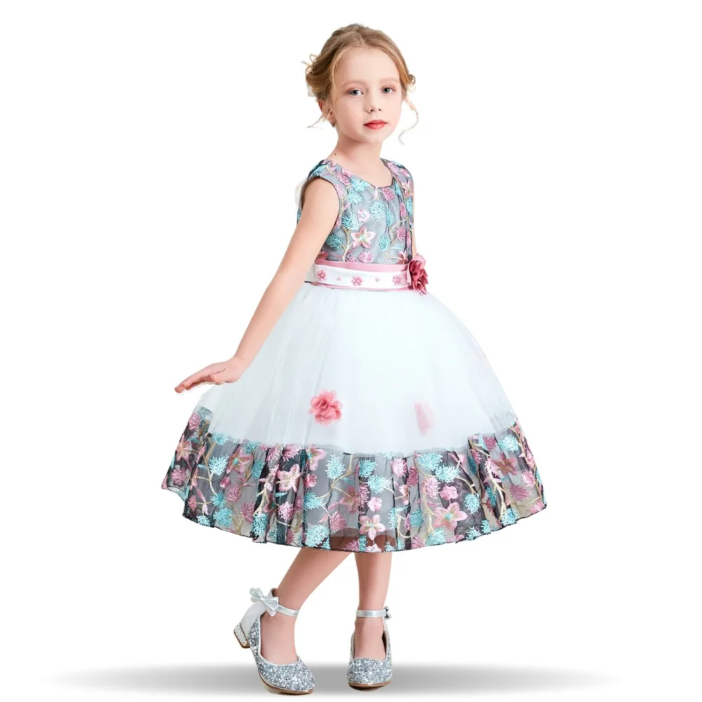 Нарядное платье с цветочным узором для девочек Платье на выпускной и свадьбу