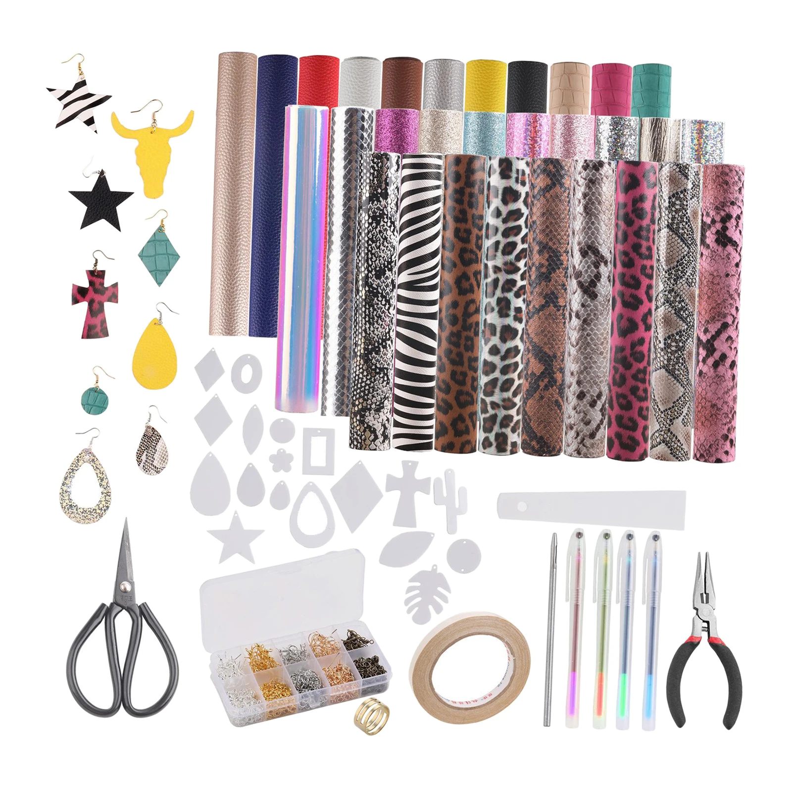 Kits de fabricaci&oacute;n de pendientes de cuero, herramientas de ganchos para pendientes de 30x6,3 "x 8,3"-5