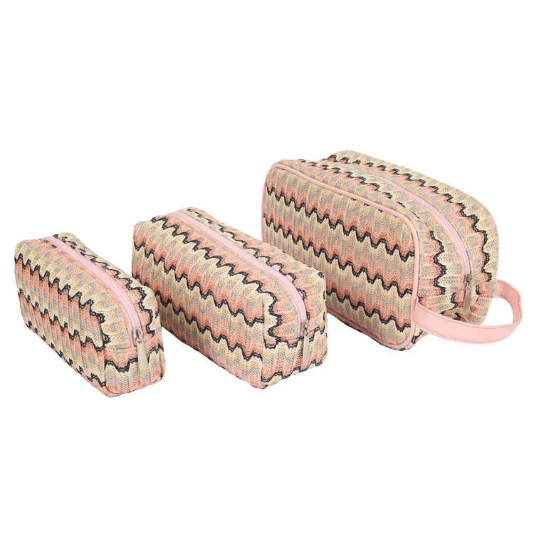 

2020 Necessaries Para Mulheres Maquiagem 2021 Oem Straw Cosmetic Bag Set 3pcs Mother Popular European Style Original Zipper