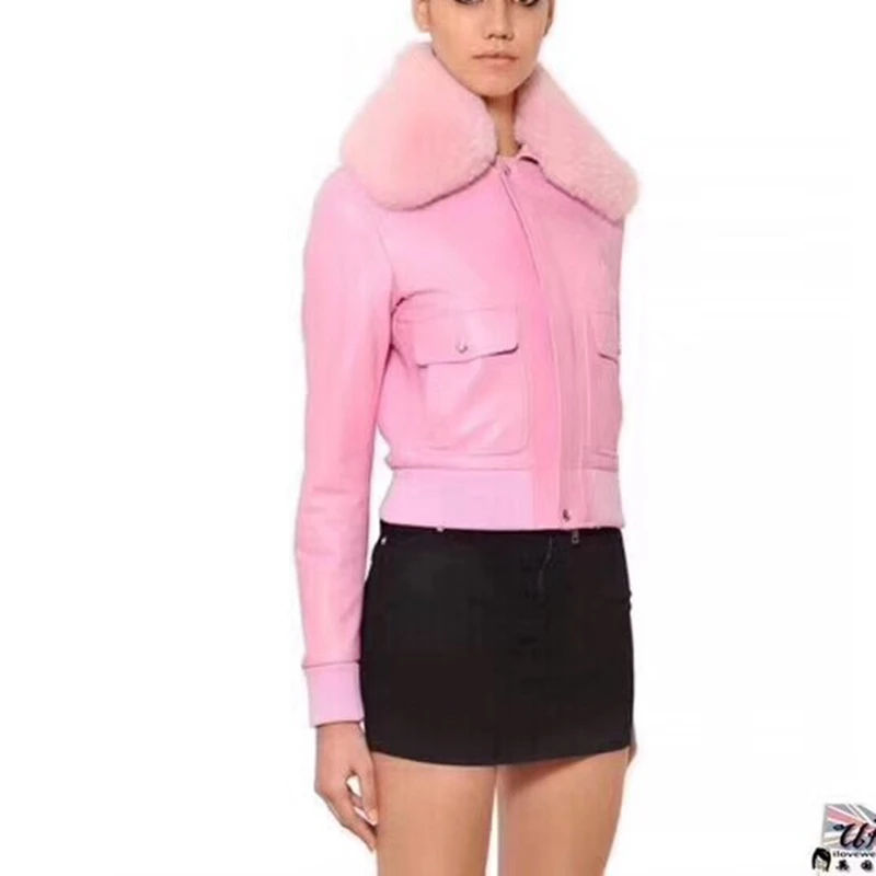 

Хит продаж, женские пальто из натуральной лисы, женские куртки из овечьей кожи, воротник из натурального меха