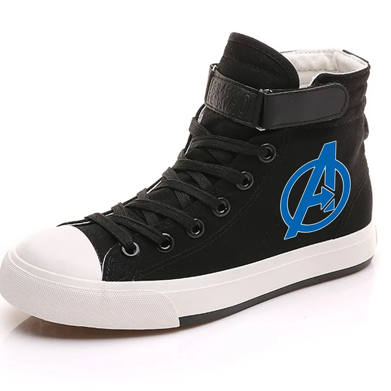Marvel, Мстители, с принтом, высокие дышащие парусиновые кроссовки, мужские, VelcroShoelace, индивидуальные, Студенческая обувь, A19525
