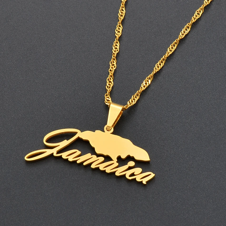 

Anniyo Jamaica Map Pendant Necklaces for Women Girls Silver Color/Gold Color Jamaican Jewelry Gifts #115521