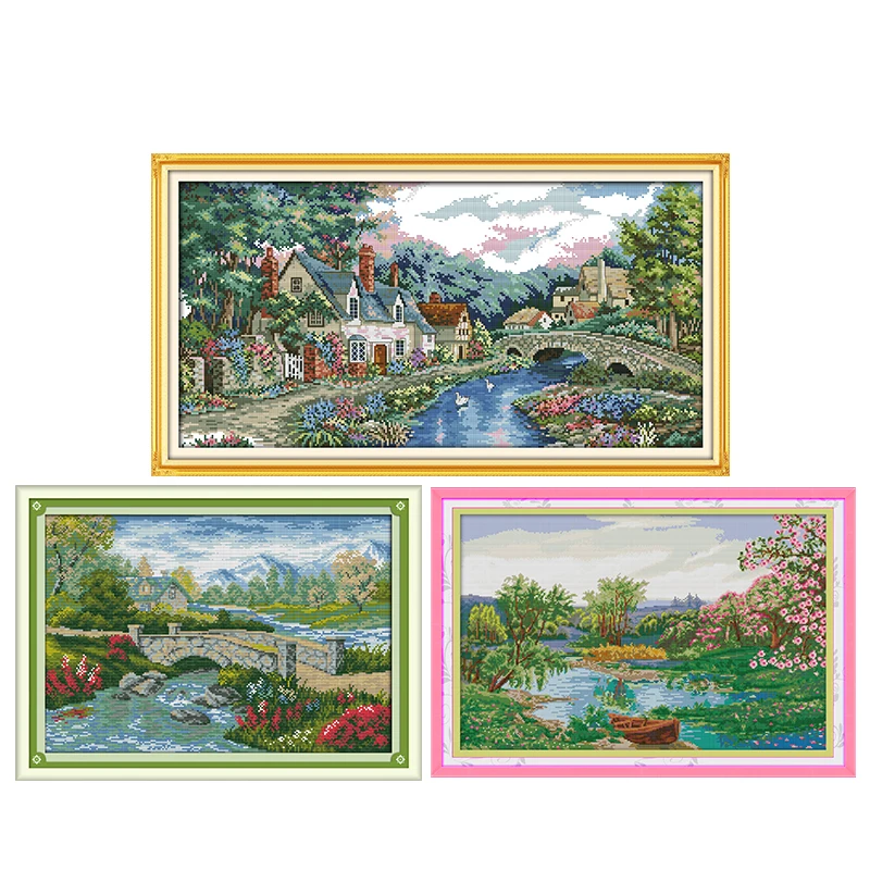 Наборы для вышивки крестиком серии Риверсайд DMC подсчитанная ткань 14CT печатный