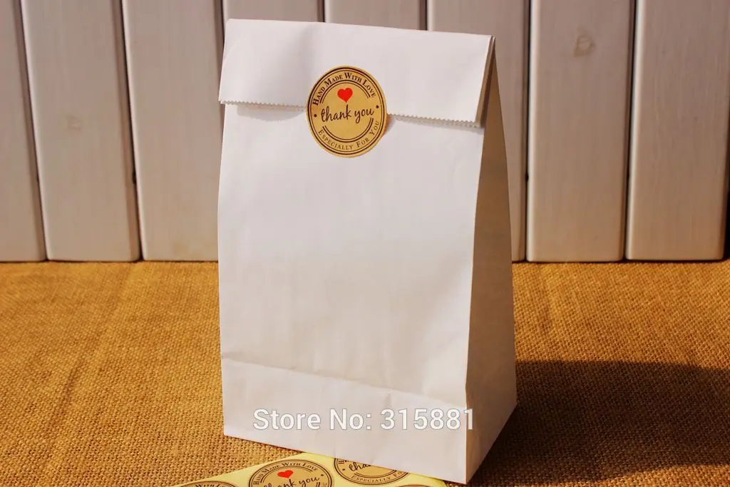 Round heart Kraft Seal Sticker 'Handmade with Love' Paper Material | Дом и сад