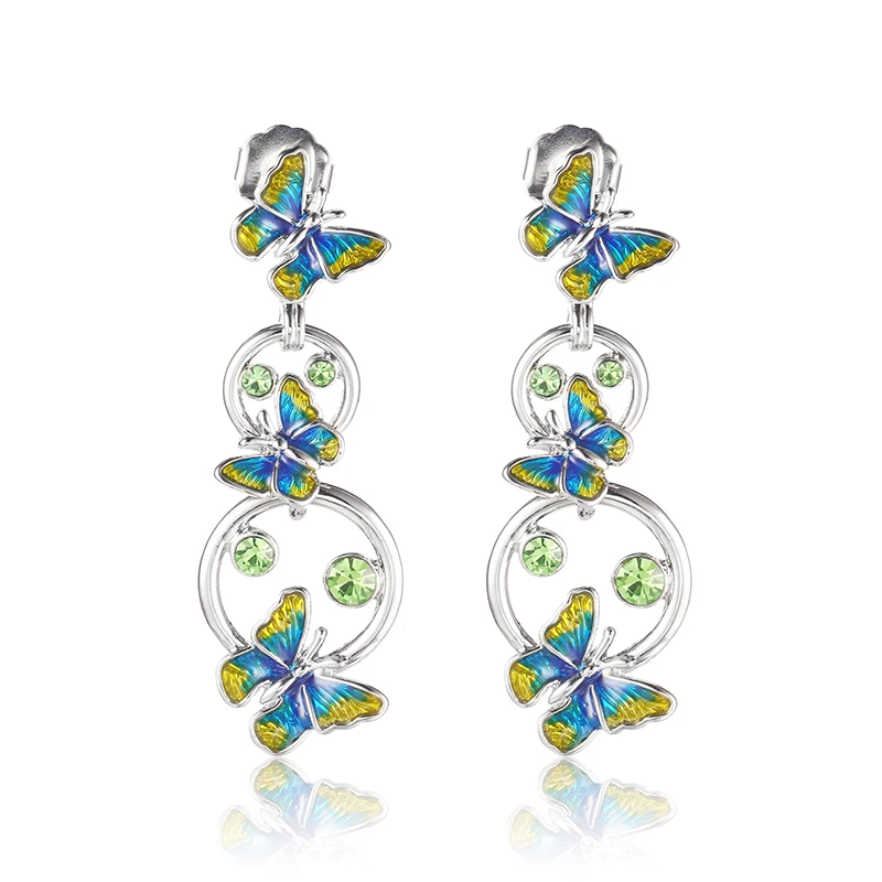 

Maple2000 Beautiful Butterfly Stud Earrings colorful Butterflies Earrings For Women Girls Statement Ear Jewelry Gift