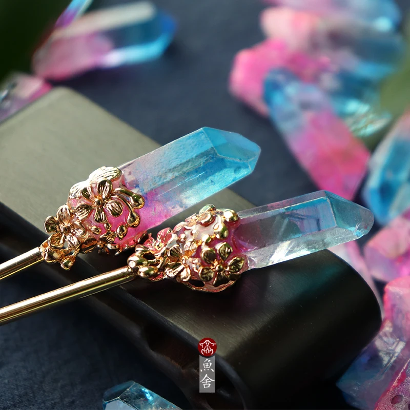 Китайская шпилька для волос прекрасный кристаллический кластер оригинальная