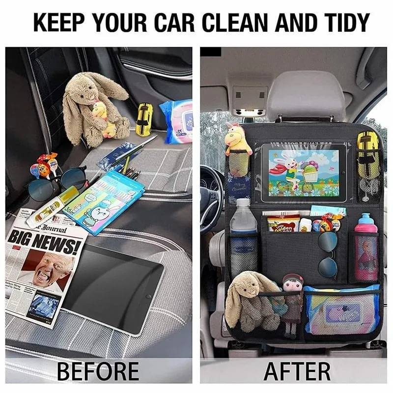

2PCS Universal Car Back Seat Storage Bag Organizer Trunk Elastic Felt Storage Bag 10 Pockets Organizer Hanging Car Accessories