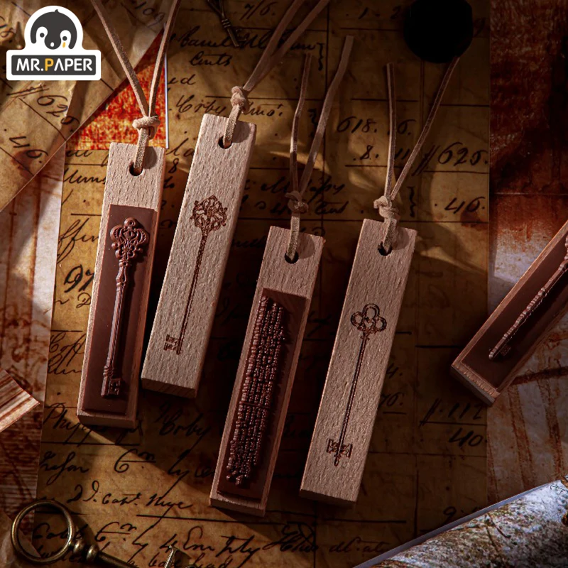 

Mr Paper 8 Designed Da Vinci Series Cipher Key Wooden Rubber Stamp For Scrapbook Decoration DIY Craft Standard Wooden Stamp