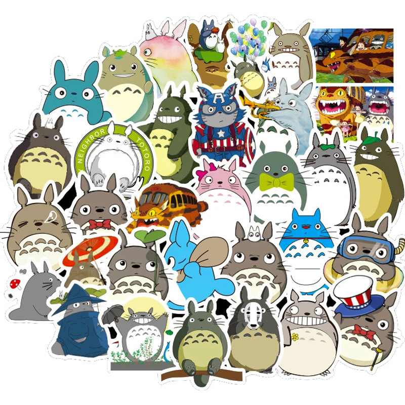 Стикеры аниме Kawaii Totoro, Мультяшные водонепроницаемые наклейки для скейтборда, холодильника, гитары, ноутбука, мотоцикла, чемодана, 10/30/50 шт.