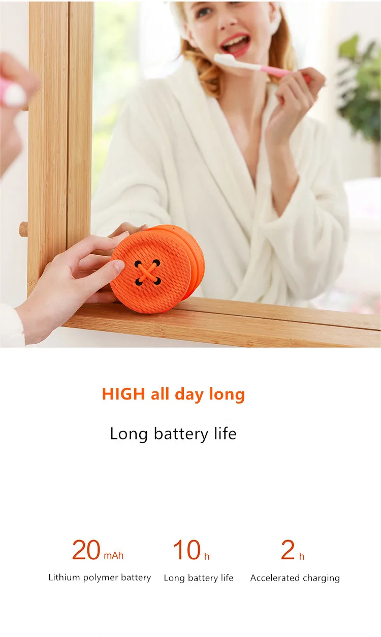 [Светло-зеленый] Кнопка портативный bluetooth-динамик Открытый водонепроницаемый мини-легкий сабвуфер Многофункциональный подключаемый маленький динамик