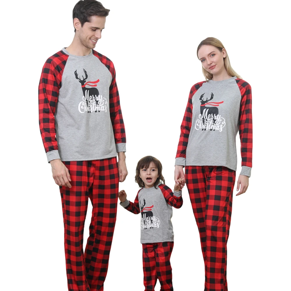 

Семейный пижамный комплект, Рождественская клетчатая Пижама, комплект из двух предметов, удобная, стильная и теплая одежда для родителей и ...