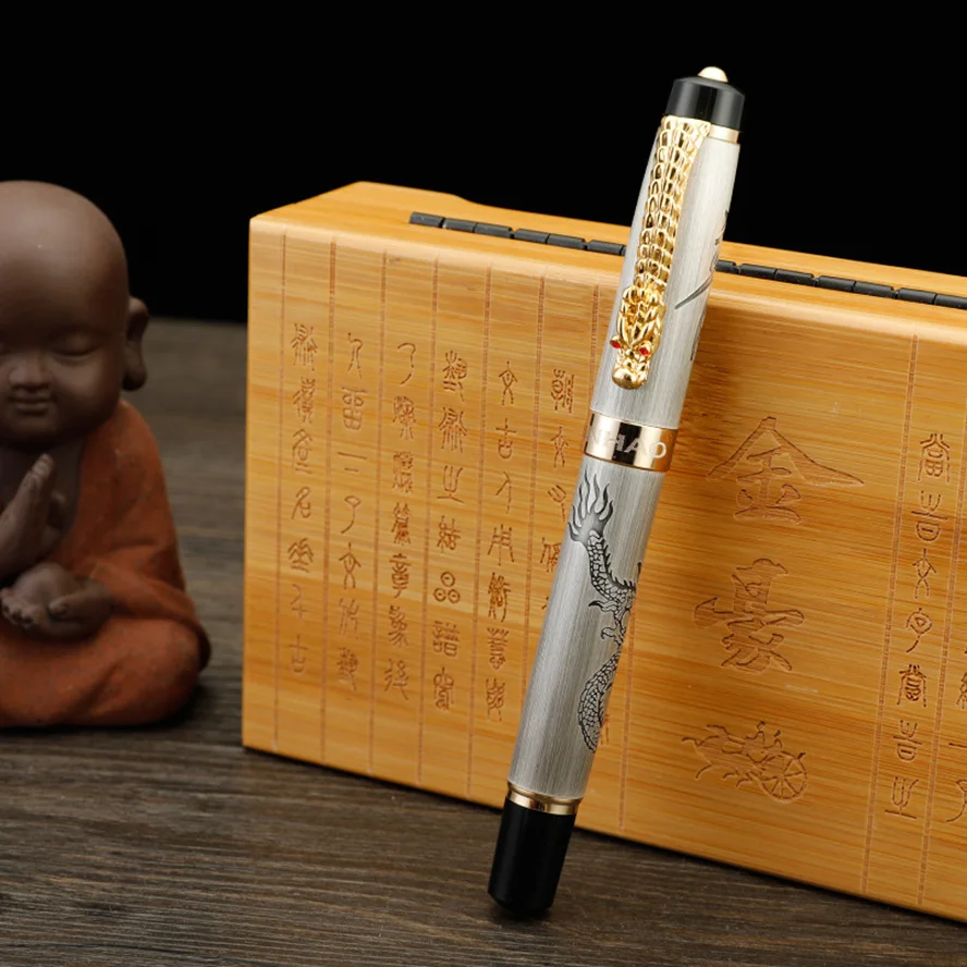 Высококачественная Роскошная Авторучка Jinhao Dragon, винтажная перьевая ручка 0,5 мм, перьевые чернильные ручки, подарочный набор в коробке, офисные принадлежности