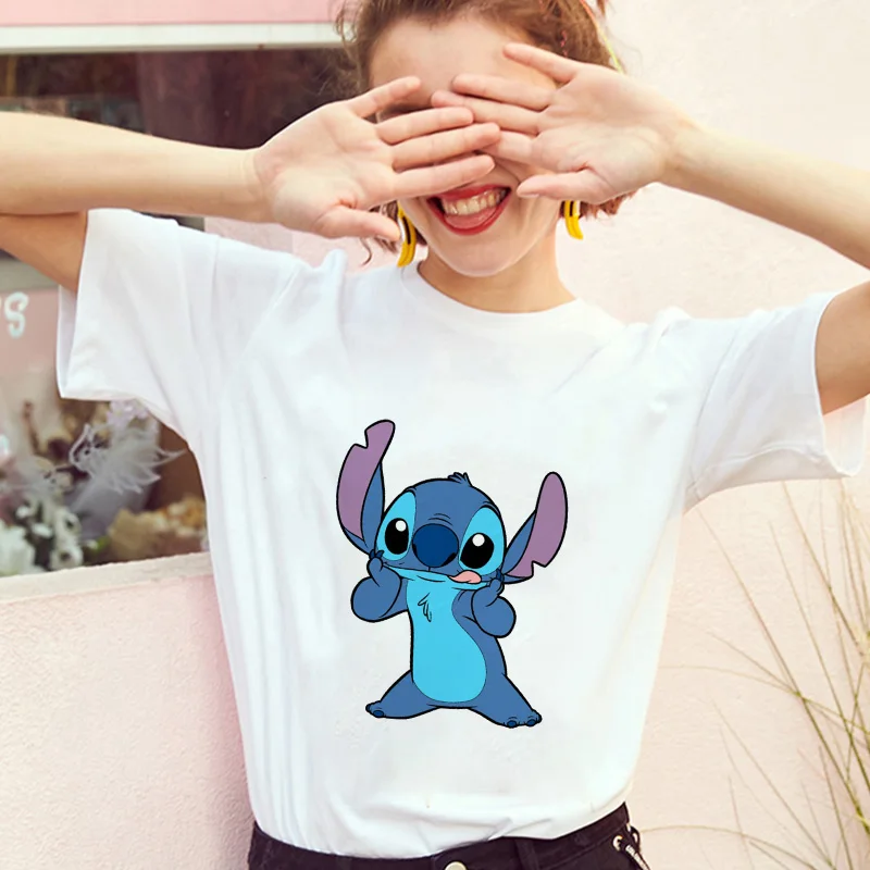 Showtly тематика «Лило и Стич» Harajuku Kawaii футболки для девочек приключенческий комедийный мультфильм женский Vacay режим печатных Повседневное футболка милый