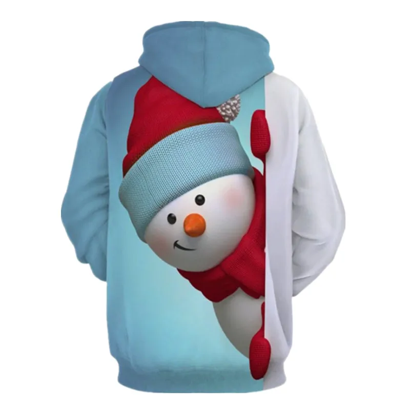 Свитер унисекс с капюшоном теплый Рождественский свитер 3d-изображением