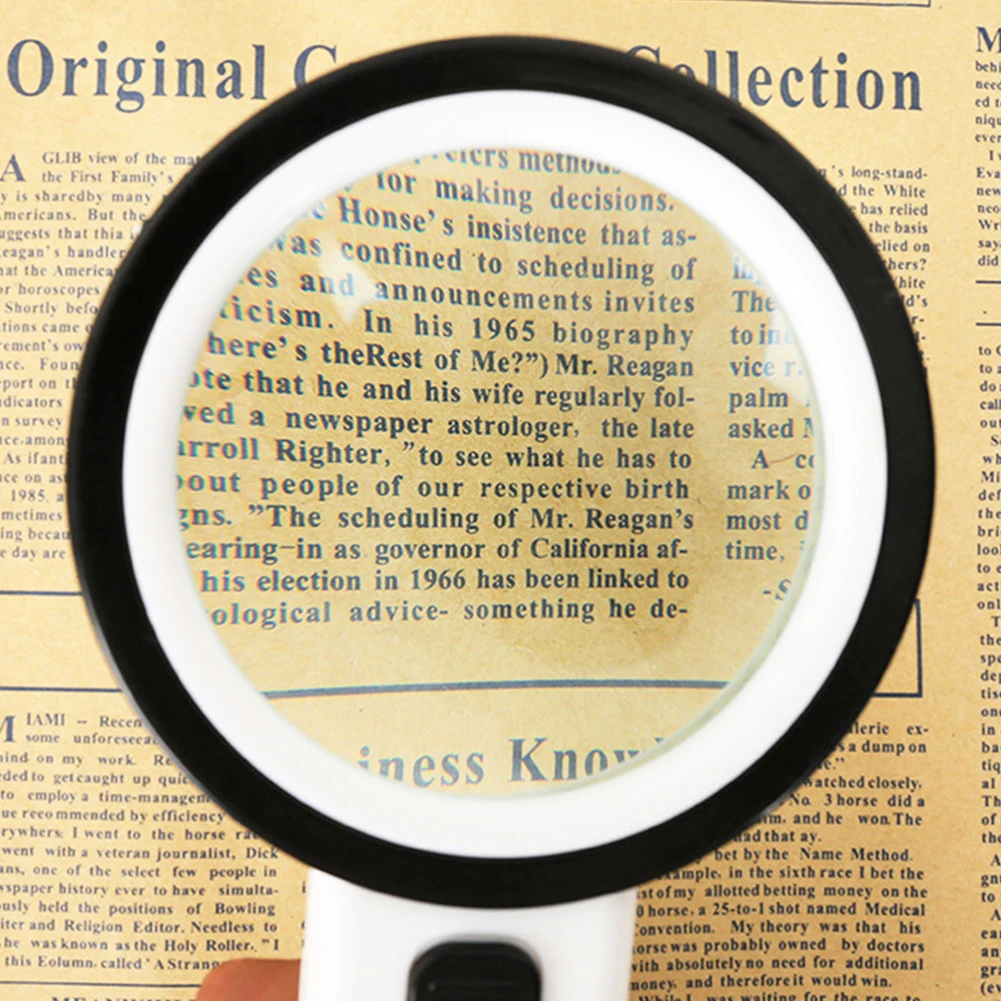 

30X Portable Magnifying Glass High Definition HD Reading Easily Night Magnifier 12LED Magnifying Lens for Antique Calligraphy