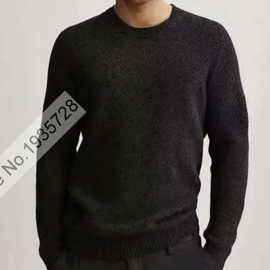 Мужской трикотажный свитер с круглым вырезом длинным рукавом | Мужская одежда