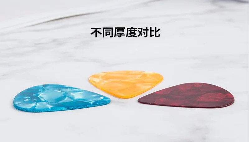 heißer 2019 neue 10 pcs akustische picks plektrum celluloid elektro glatte gitarre pick zubehör 046mm 071mm 096mm zufällige farbe fr