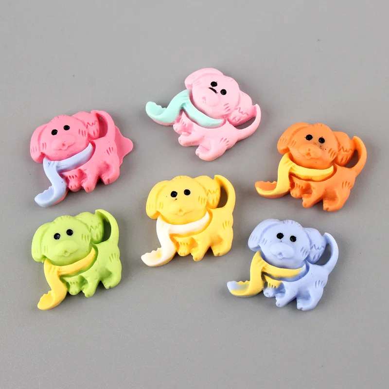 10 шт./лот украшения из смолы в виде собаки кавайные бусины с плоским основанием